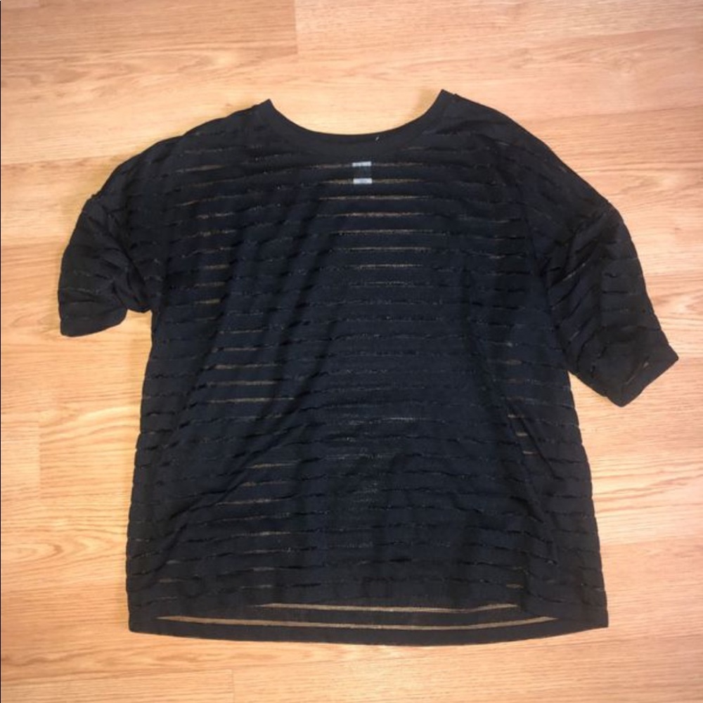 Forever 21 Sheer Black Striped Top